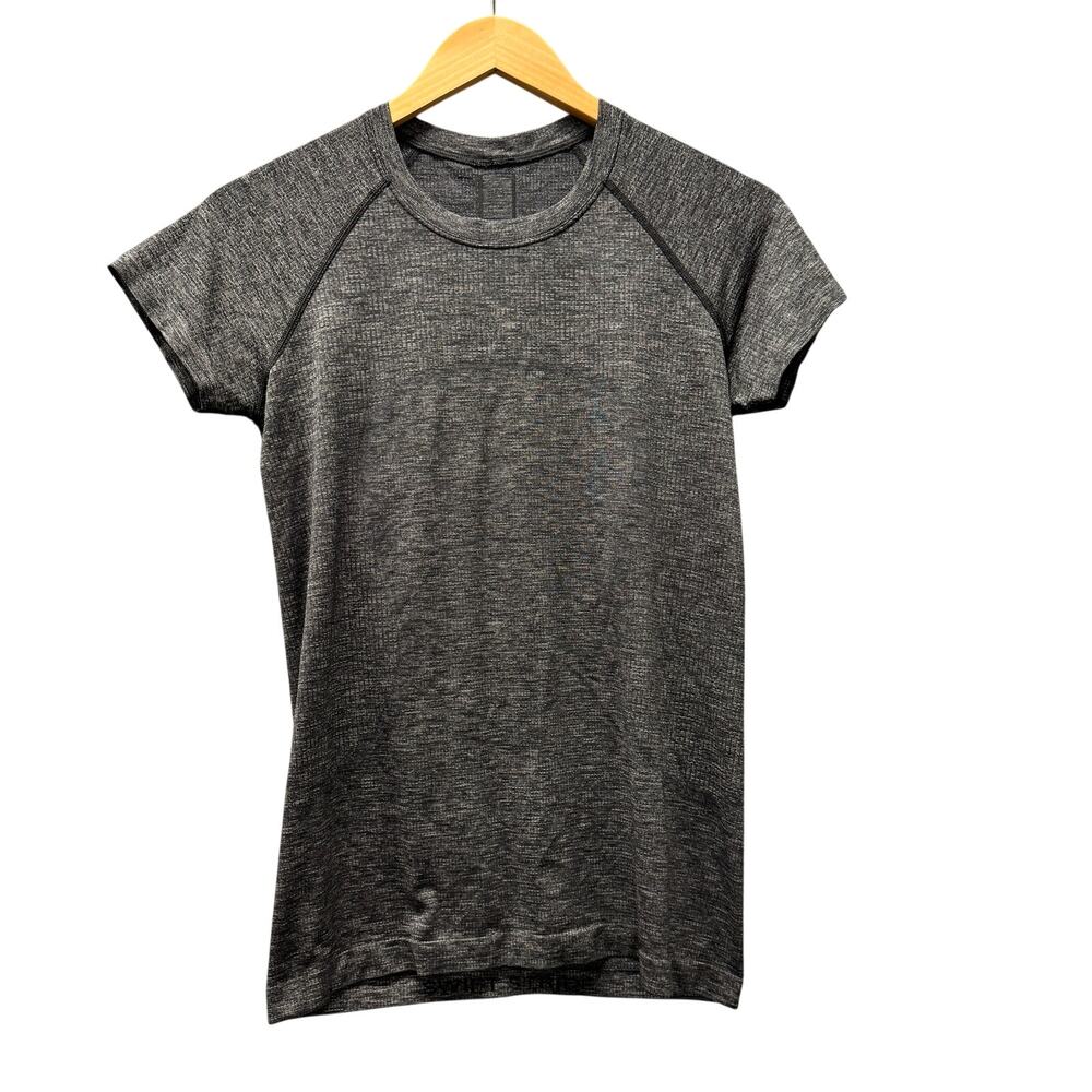 Lululemon Running Shirt Gray Womens 8 Swift Stride Crush‎ the Distance Pullover